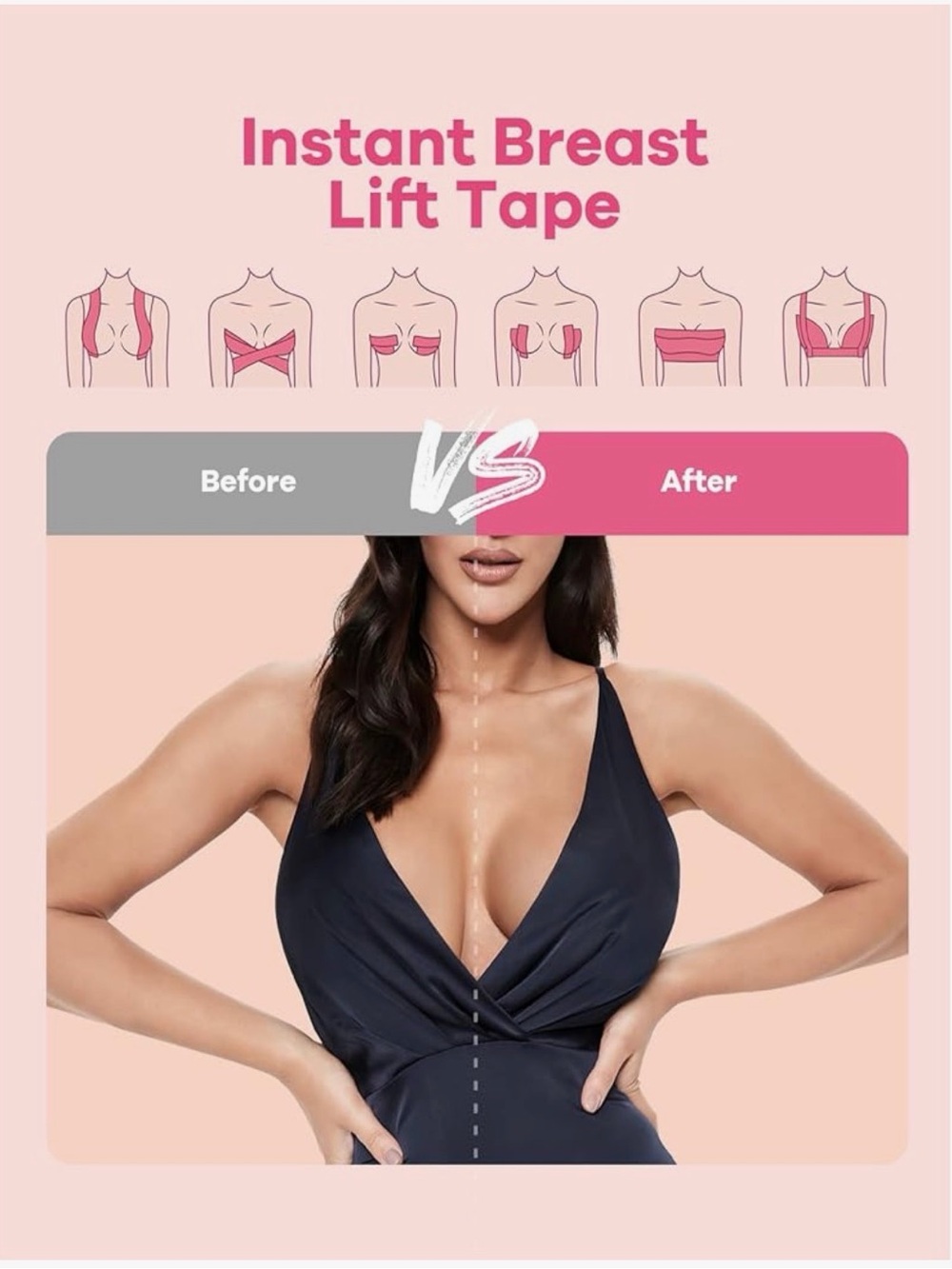 Boob Tape Breast Lift Tape + Reusable Silicone Covers (Beige)